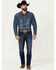 Image #1 - Rock 47 by Wrangler Men's Cowboy Kiss Dark Wash Slim Straight Stretch Denim Jeans , Dark Wash, hi-res