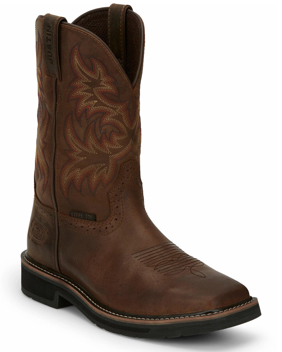 Justin Men's Driller Western Work Boots - Steel Toe, Tan, hi-res