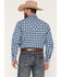 Image #4 - Stetson Men's Dobby Plaid Print Long Sleeve Snap Western Shirt, Blue, hi-res