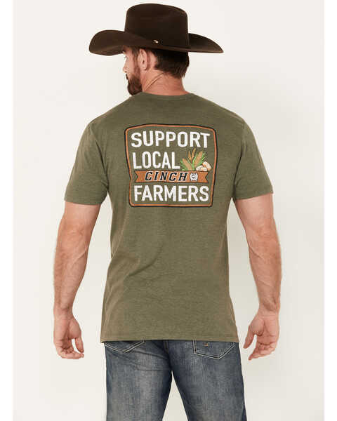 Image #1 - Cinch Men's Support Local Farmers Short Sleeve Graphic T-Shirt, Olive, hi-res