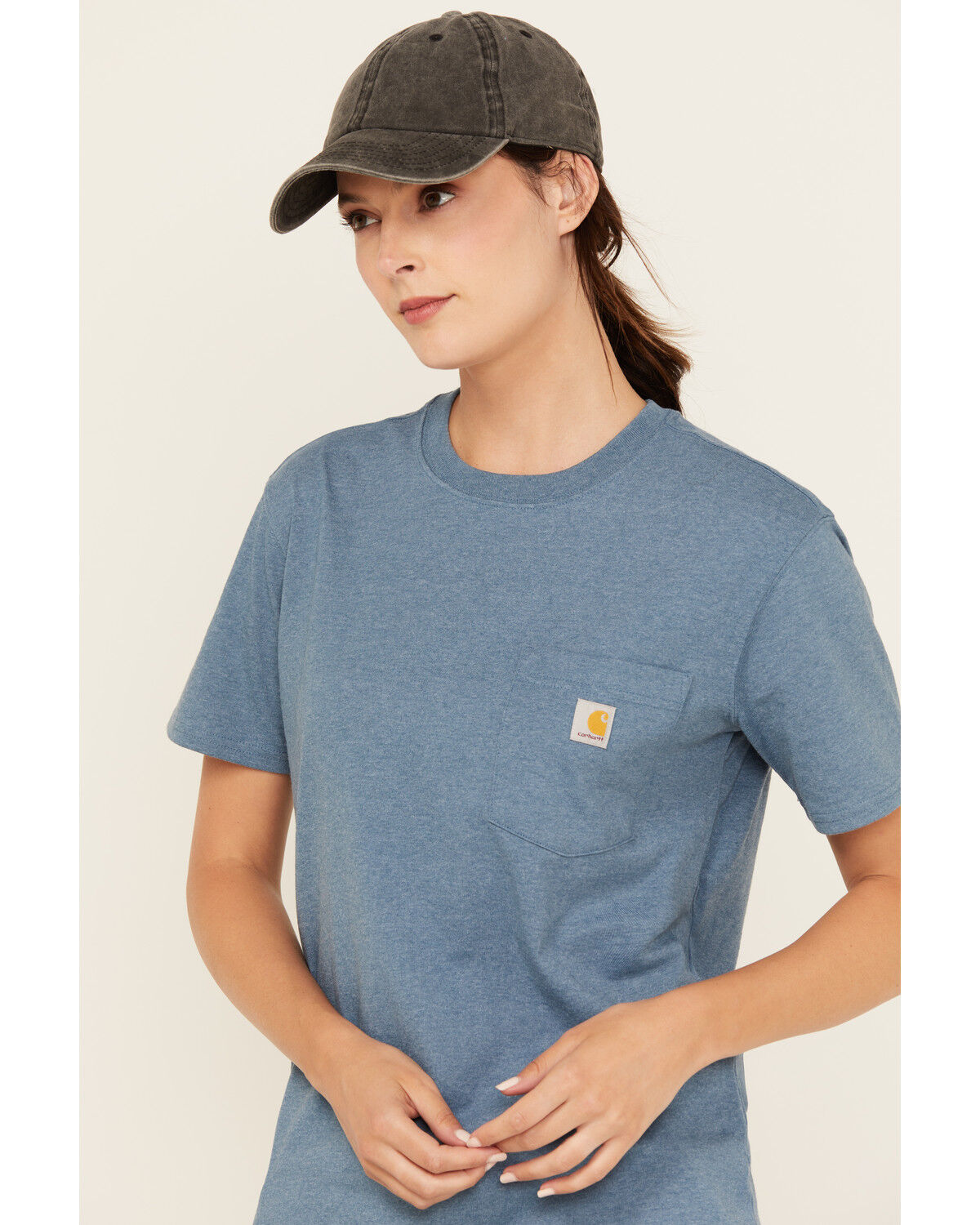 Image #2 - Carhartt Women's Loose Fit Heavyweight Short Sleeve Work Tee, Light Blue, hi-res