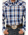 Image #3 - Roper Men's Royal Blue Large Plaid Long Sleeve Pearl Snap Western Shirt, Blue, hi-res