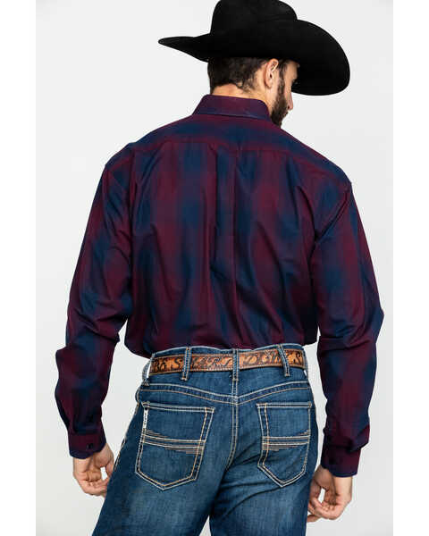 Image #2 - Stetson Men's Satin Ombre Plaid Long Sleeve Western Shirt , Blue, hi-res