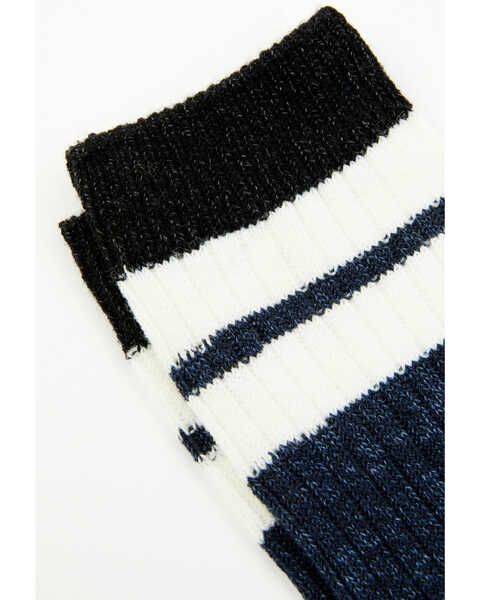 Image #2 - Brother's and Sons Men's Blue Rugby Stripe Crew Socks , Steel Blue, hi-res