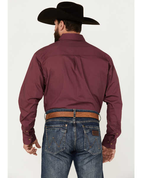 Image #4 - George Strait by Wrangler Men's Solid Long Sleeve Button-Down Western Shirt, Wine, hi-res