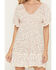 Image #3 - Angie Women's Ditsy Floral Print Short Sleeve Mini Dress, Ivory, hi-res