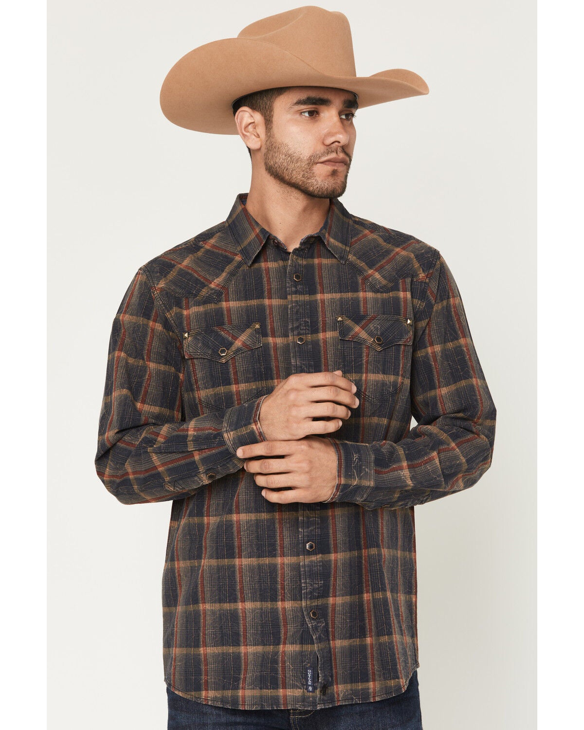 Image #1 - Moonshine Spirit&reg; Men's Richter Dobby Plaid Print Long Sleeve Snap Western Shirt, Multi, hi-res