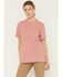 Image #1 - Carhartt Women's Loose Fit Heavyweight Short Sleeve Pocket T-Shirt, Rose, hi-res