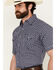 Image #2 - Ely Walker Men's Plaid Print Short Sleeve Snap Western Shirt, Navy, hi-res