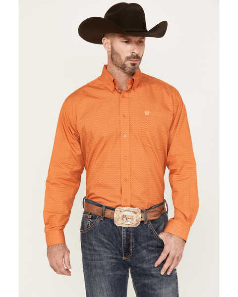 Image #1 - Cinch Men's Print Long Sleeve Button Down Western Shirt, , hi-res
