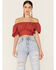 Image #1 - Beyond The Radar Women's Dot Print Tie Back Crop Top, Rust Copper, hi-res
