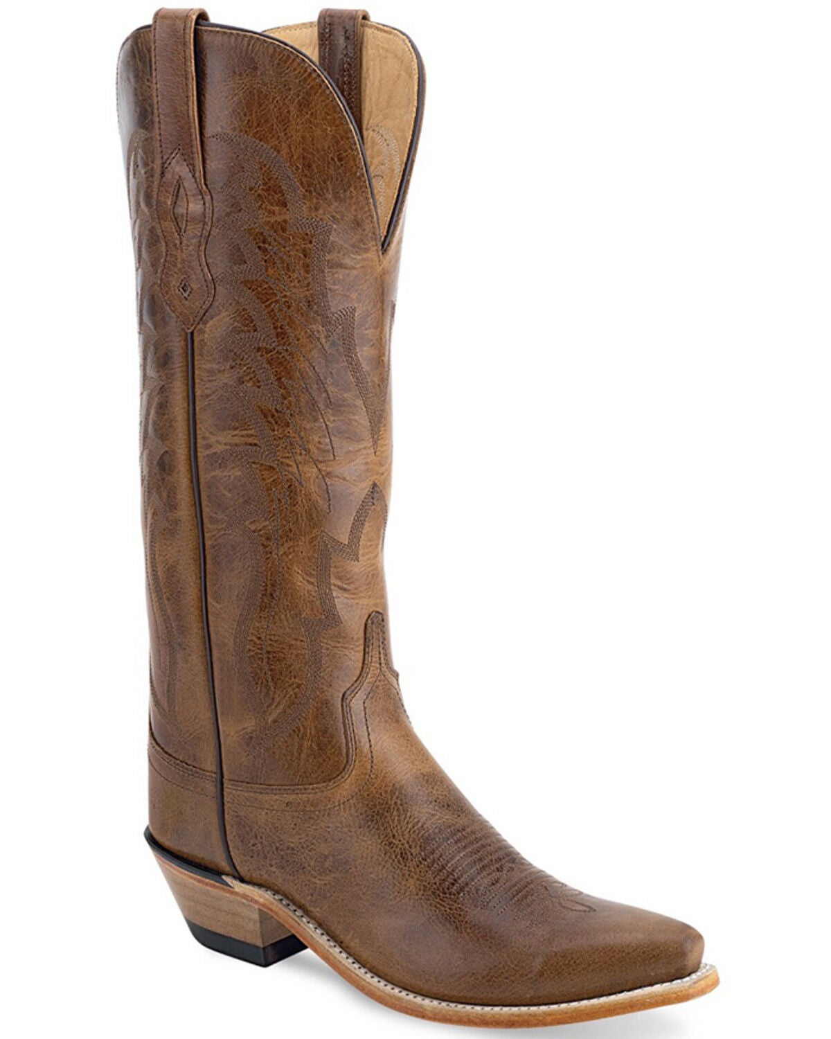 Image #1 - Old West Women's Vintage Western Boots - Snip Toe, Brown, hi-res