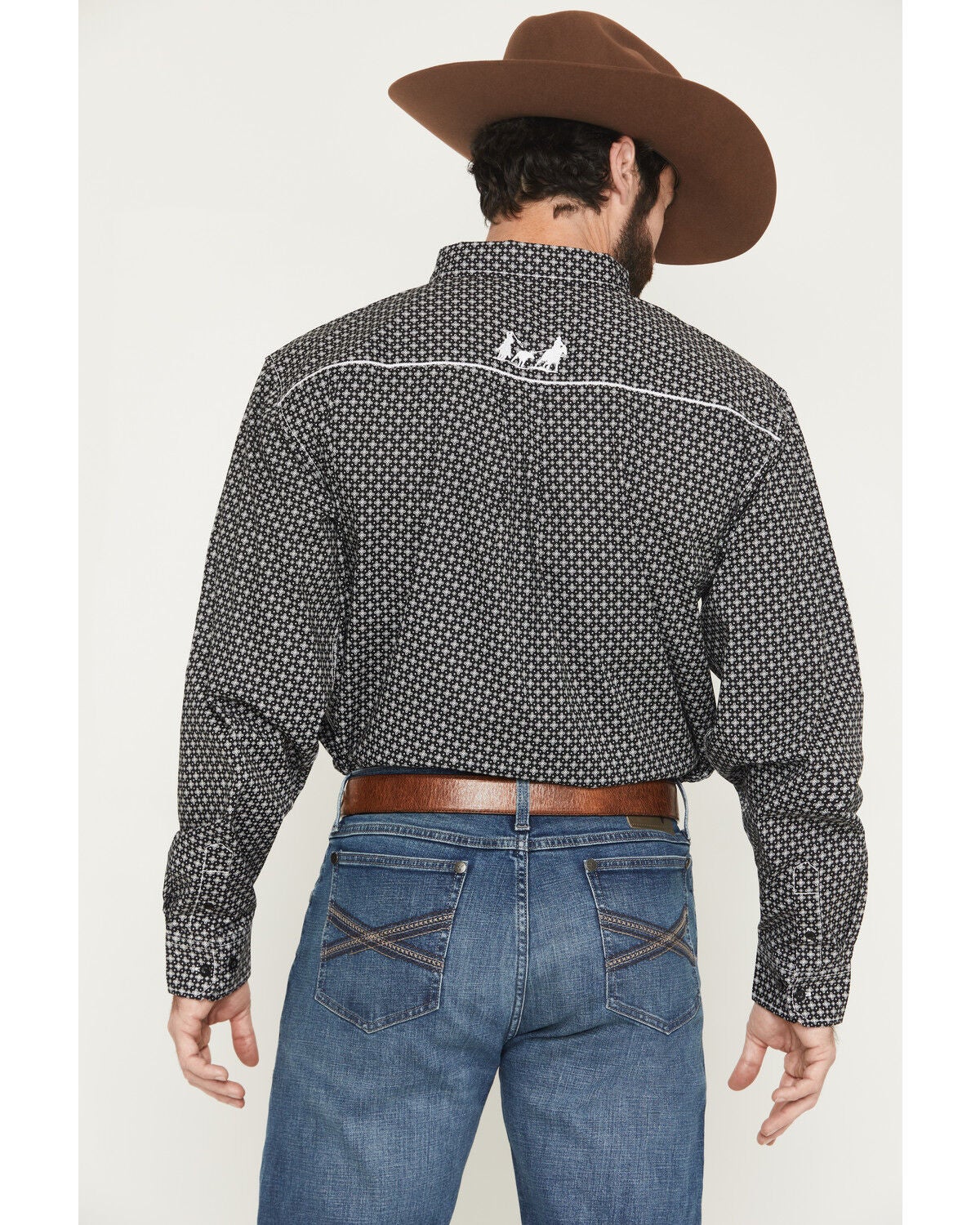 Image #4 - Cowboy Hardware Men's McKay Micro Geo Print Long Sleeve Button-Down Stretch Western Shirt, Black, hi-res