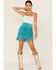 Image #1 - Scully Women's Fringe Tiered Suede Mini Skirt, Turquoise, hi-res