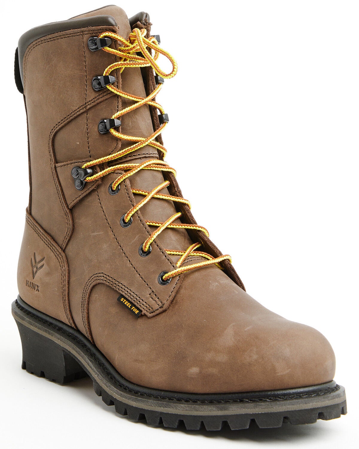 Image #1 - Hawx Men's 8" Logger Lace-Up Waterproof Work Boot - Steel Toe, Chocolate, hi-res