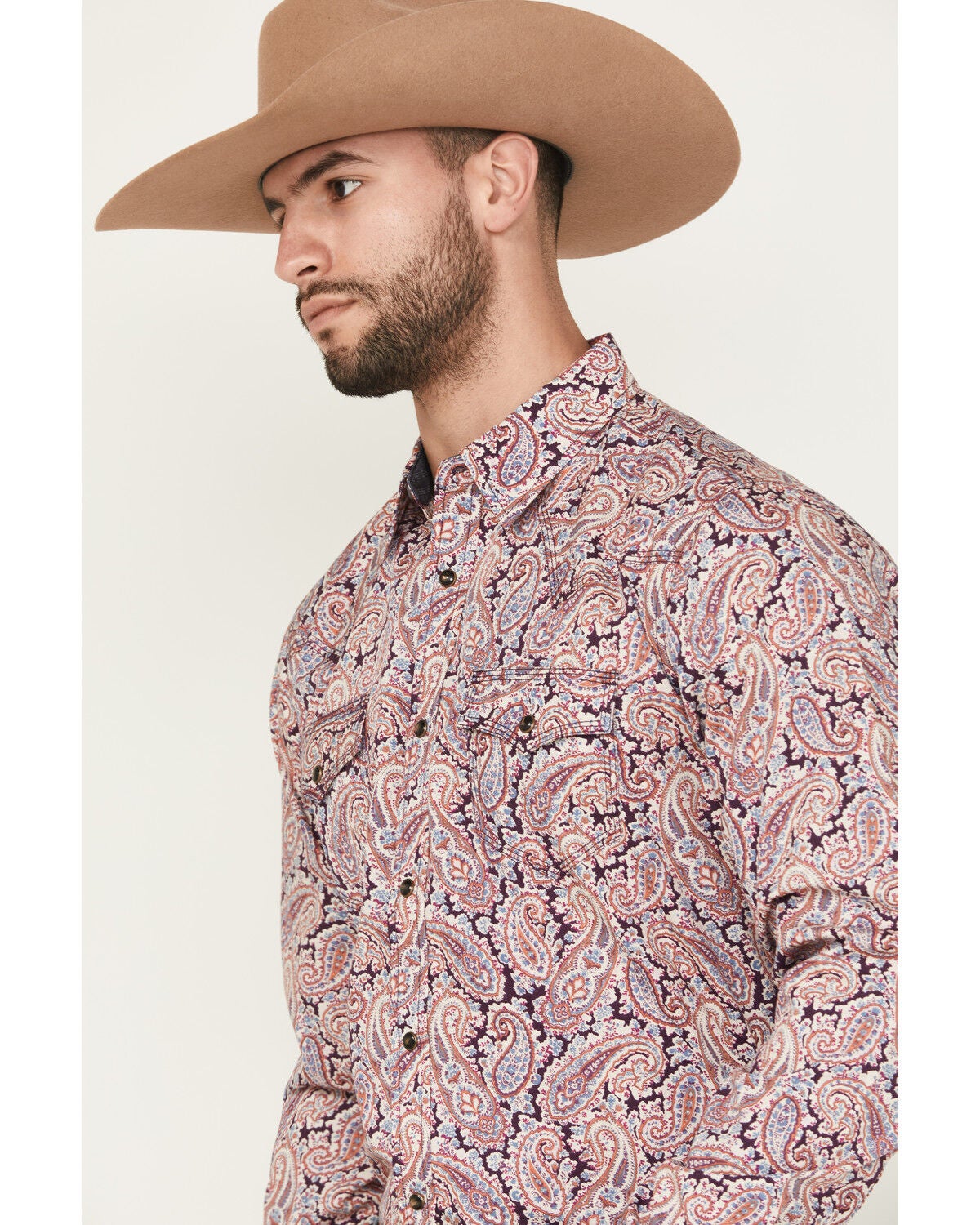 Image #2 - Moonshine Spirit&reg; Men's Opre Paisley Print Long Sleeve Snap Western Shirt, Purple, hi-res