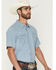 Image #2 - Cody James Men's Horizon Chambray Light Wash Short Sleeve Snap Western Shirt - Tall, Light Wash, hi-res