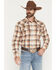 Image #1 - Cody James Men's Bravo Plaid Print Long Sleeve Snap Flannel Shirt, Tan, hi-res