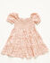 Image #1 - Yura Toddler Girls' Floral Print Short Sleeve Dress, Beige, hi-res