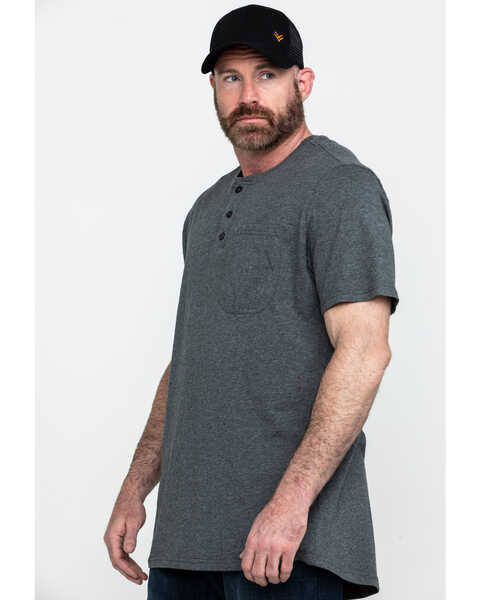 Image #3 - Hawx Men's Pocket Henley Short Sleeve Work T-Shirt - Tall , Charcoal, hi-res