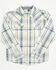 Image #1 - Cody James Toddler Boys' Western Wind Plaid Print Long Sleeve Snap Western Shirt, Cream, hi-res