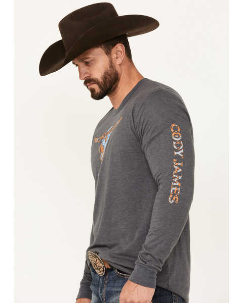 Image #2 - Cody James Men's Tribal Bull Long Sleeve Graphic T-Shirt, Charcoal, hi-res