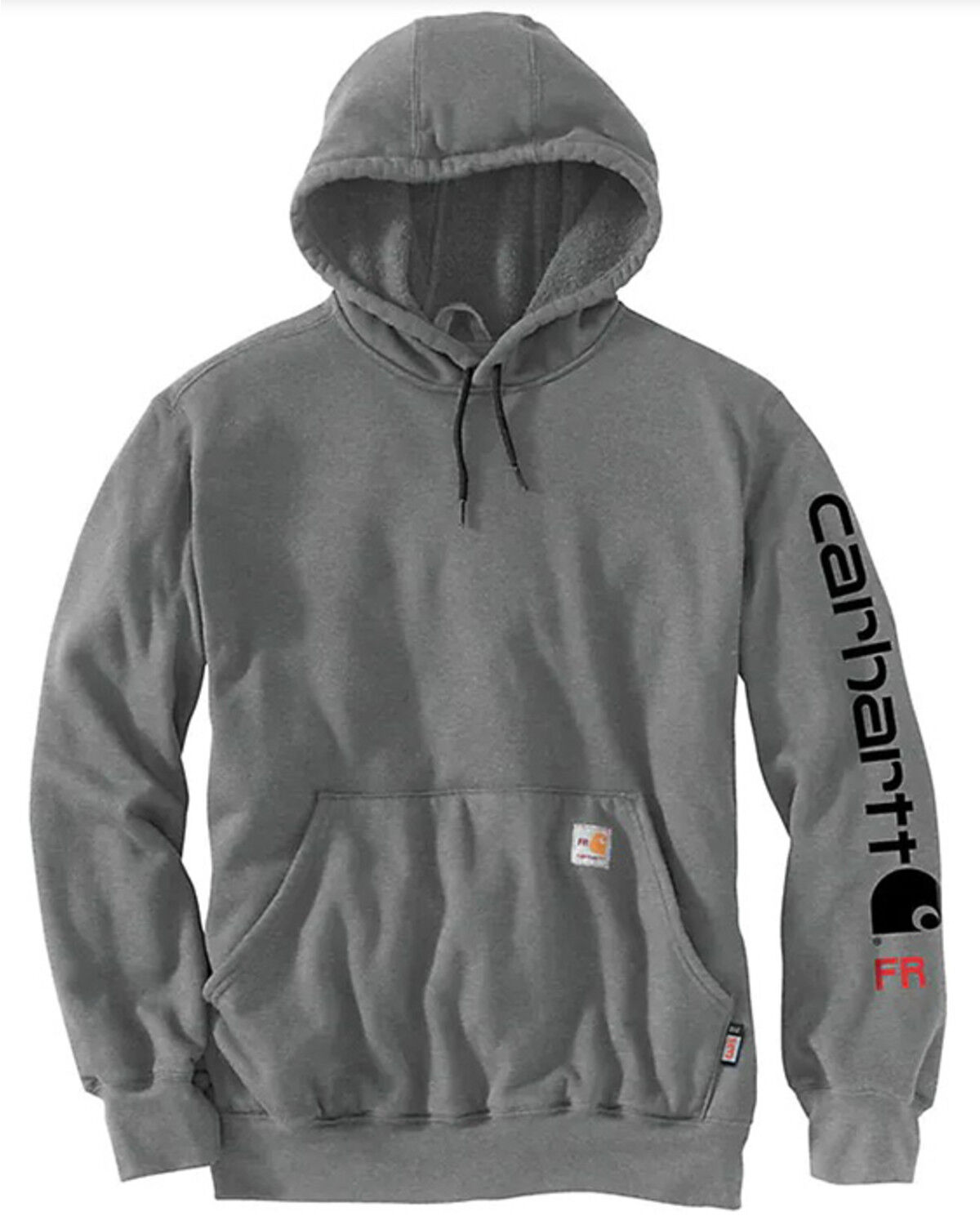 Image #1 - Carhartt Men's FR Midweight Logo Hooded Pullover Sweatshirt, Grey, hi-res