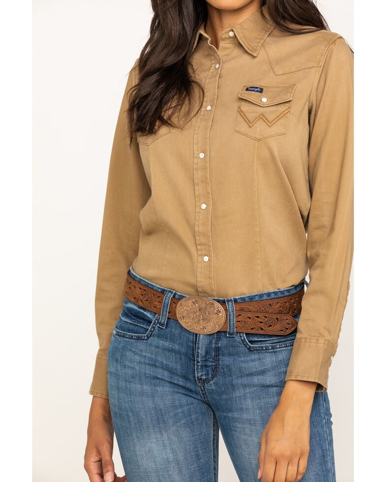 Wrangler Women's Tan Long Sleeve Western Shirt Sheplers