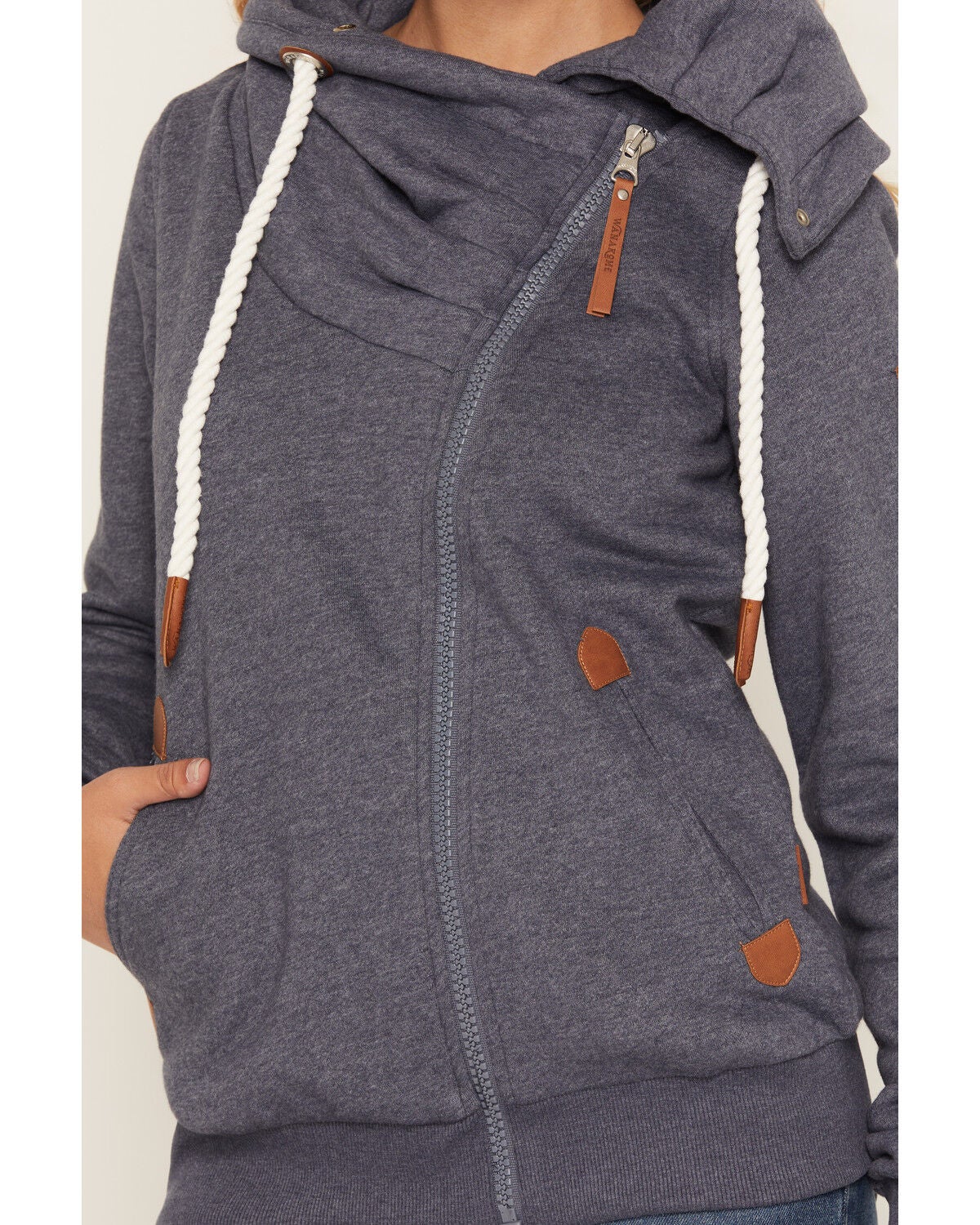 Image #3 - Wanakome Women's Hestia Asymmetrical Full-Zip Sweatshirt, Navy, hi-res