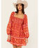 Image #2 - Free People Women's Border Endless Afternoon Long Sleeves Mini Dress, Red, hi-res