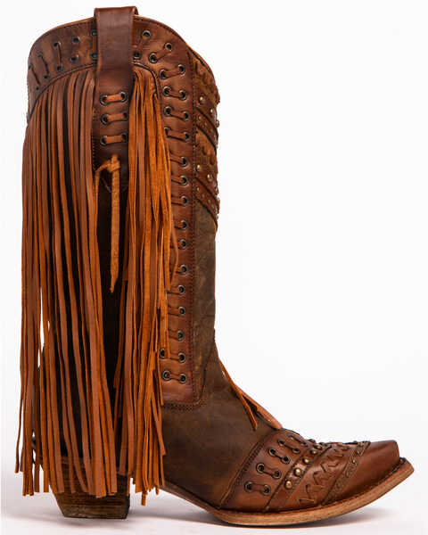 Image #2 - Corral Women's Studded Fringe Cowgirl Boots - Snip Toe, , hi-res