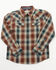 Image #1 - Cody James Toddler Boys' Ricardo Plaid Print Long Sleeve Snap Western Shirt, Tan, hi-res