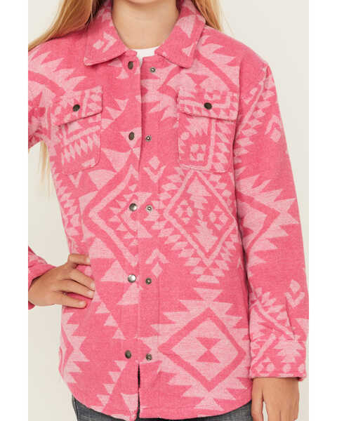 Image #3 - Fornia Girls' Southwestern Print Shacket , Pink, hi-res