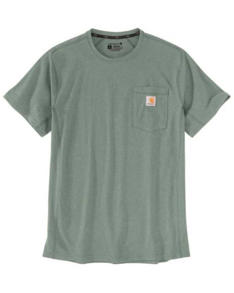 Carhartt Men's Heather Green Force Midweight Short Sleeve Work Pocket T-Shirt , Green, hi-res