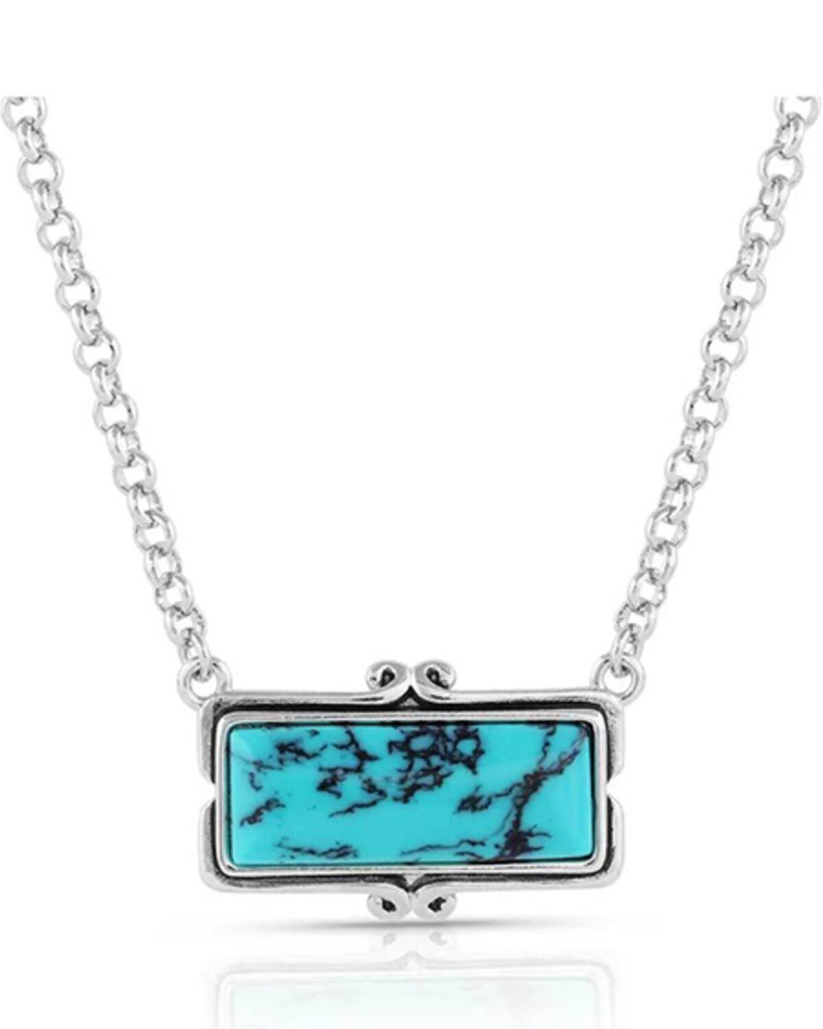 Image #1 - Montana Silversmiths Women's Looking Glass Turquoise Necklace, Silver, hi-res