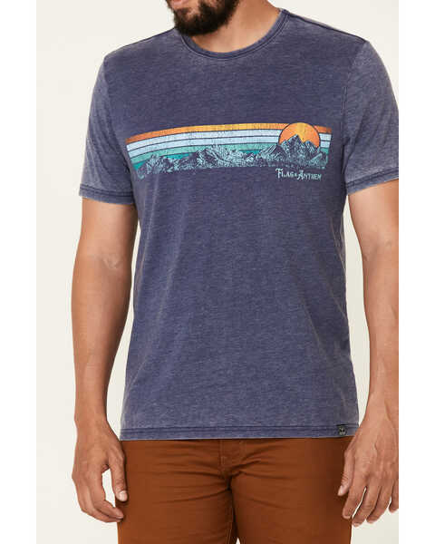 Image #3 - Flag & Anthem Men's Mountain Panorama Sunset Graphic Burnout Short Sleeve T-Shirt , Navy, hi-res