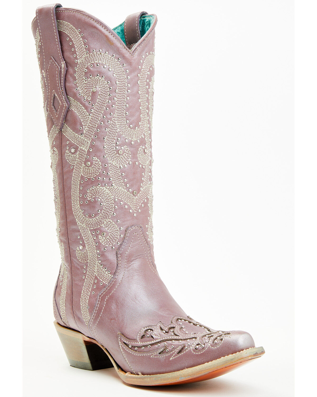 Image #1 - Corral Women's Metallic Embellished Overlay Western Boots - Snip Toe, Rose, hi-res
