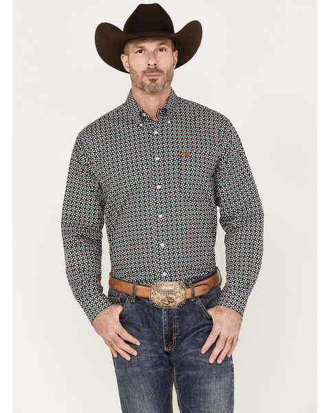 Image #1 - Cinch Men's Geo Print Button Down Long Sleeve Western Shirt, Multi, hi-res