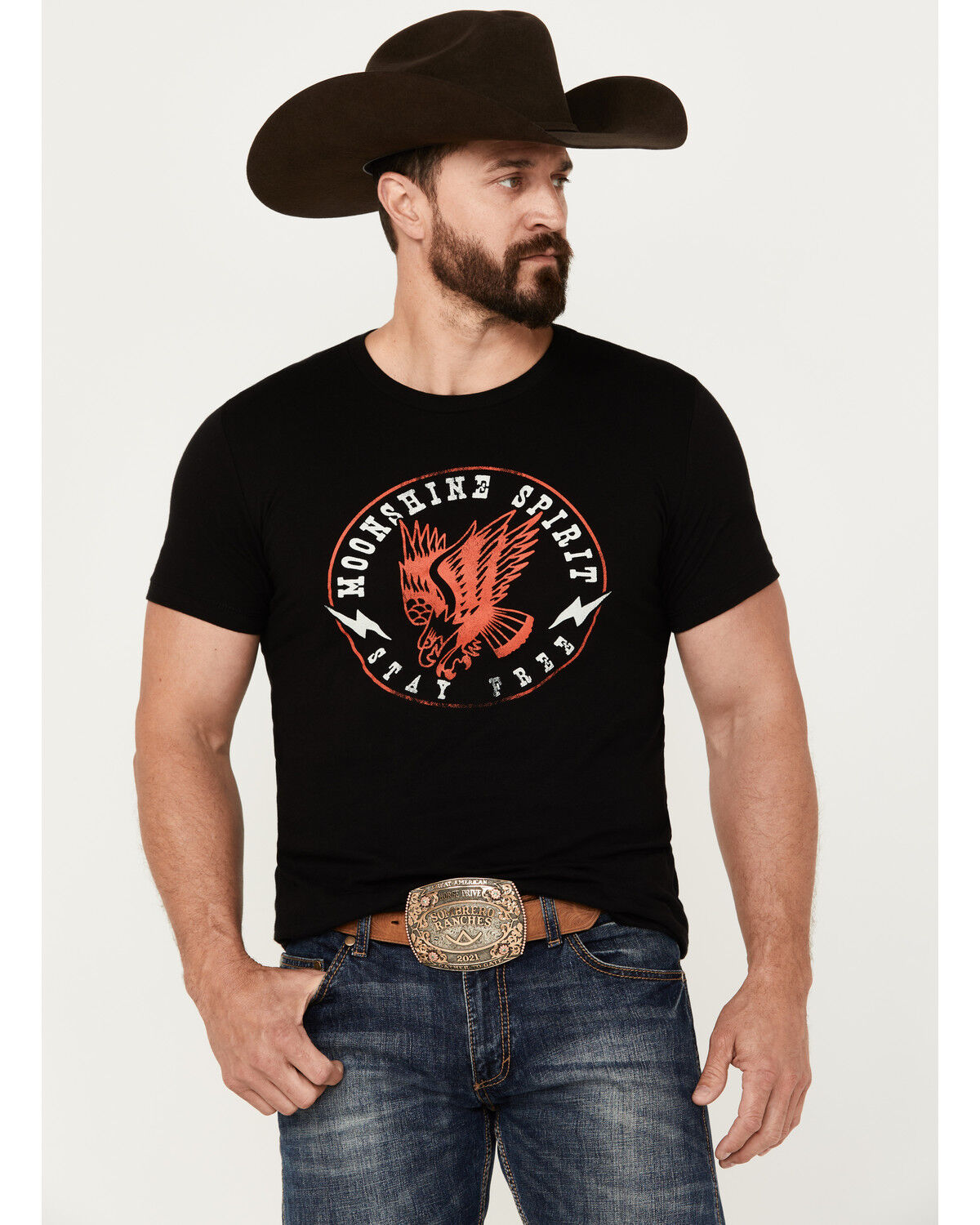 Image #1 - Moonshine Spirit Men's Eagle Short Sleeve Graphic T-Shirt, Black, hi-res