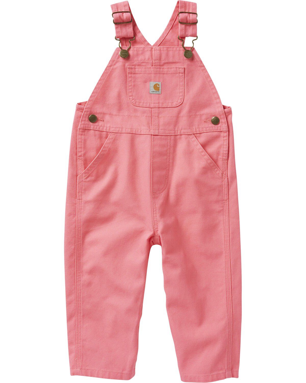 Image #4 - Carhartt Toddler Girls' Loose Fit Canvas Bib Overalls, Pink, hi-res