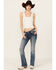 Image #3 - Grace In LA Women's Medium Wash Faux Flap Pocket Mid Rise Bootcut Stretch Denim Jeans, Medium Wash, hi-res