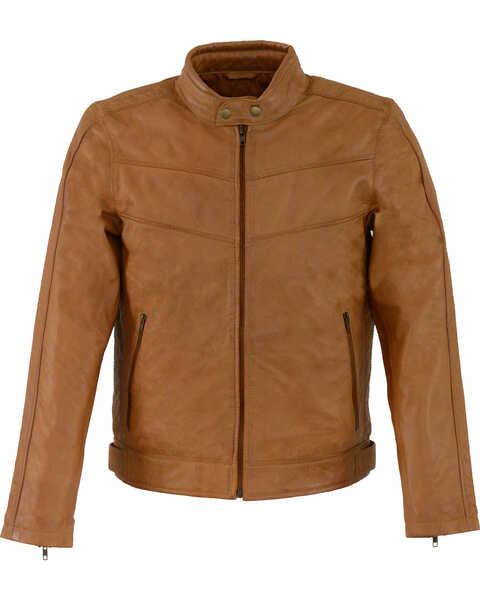 Milwaukee Leather Men's Stand Up Collar Leather Jacket  , Tan, hi-res