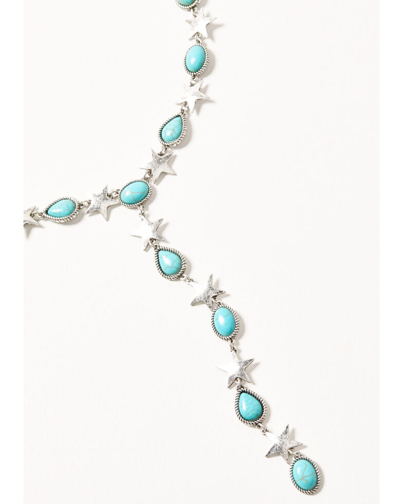 Idyllwind Women's Turquoise & Silver Glowing Star Lariat Beaded Necklace, Silver, hi-res