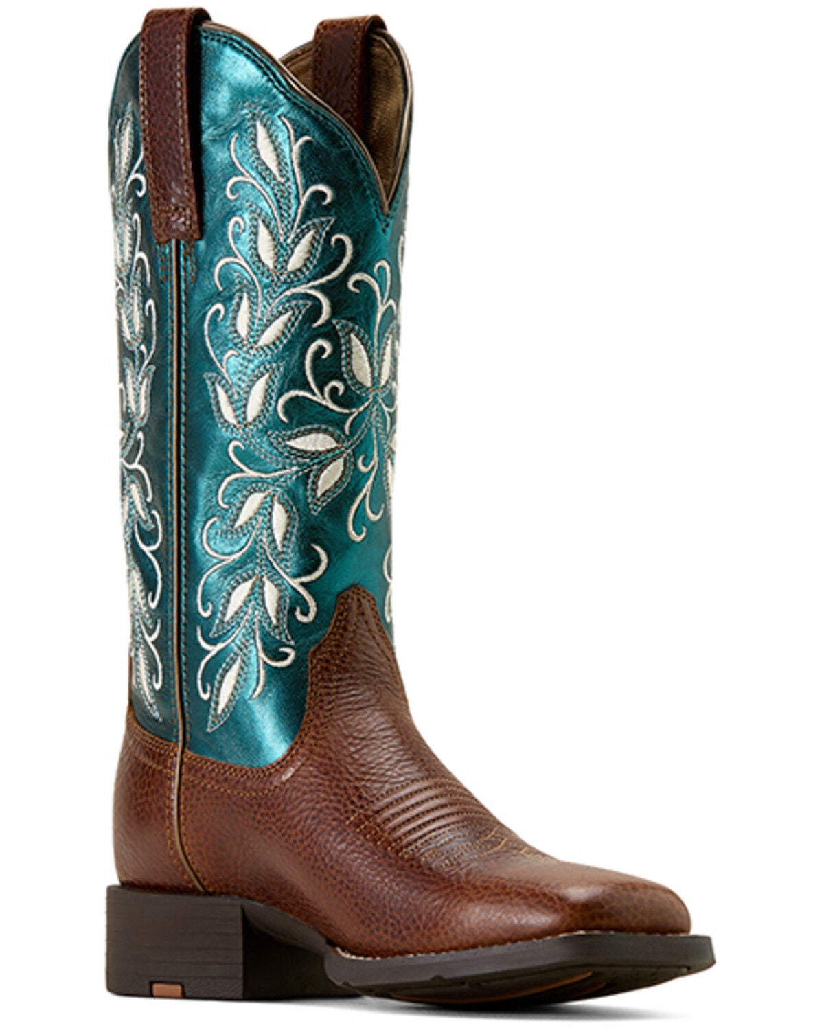 Image #1 - Ariat Women's Round Up Holly Performance Western Boots - Broad Square Toe, Brown, hi-res