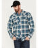 Image #1 - Cody James Men's FR Check Plaid Print Long Sleeve Pearl Snap Work Shirt - Big & Tall , Blue, hi-res