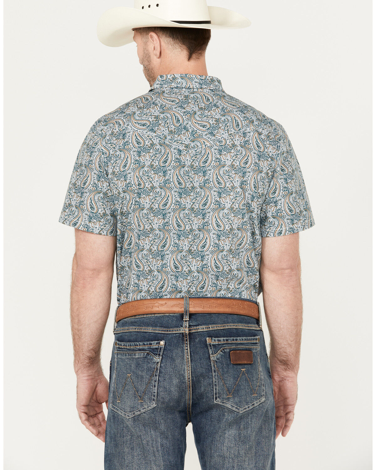 Image #4 - Cody James Men's Crazy Days Paisley Print Short Sleeve Western Snap Shirt, Green, hi-res