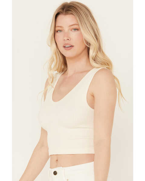 Image #2 - By Together Women's Seamless V Neck Tank Top, Cream, hi-res