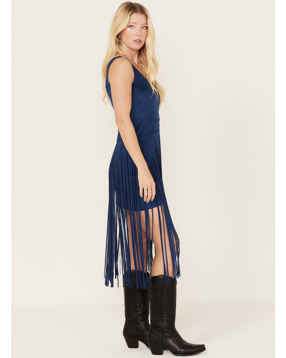 Image #4 - Idyllwind Women's Country Mannor Faux Suede Fringe Mini Dress, Navy, hi-res