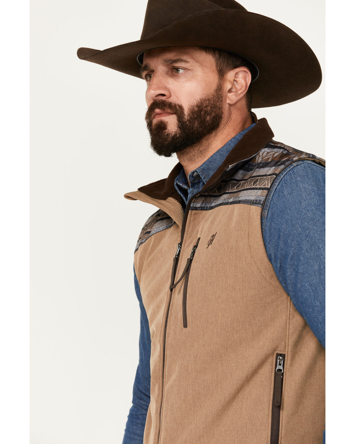 Image #2 - Hooey Men's Southwestern Print Softshell Vest, , hi-res