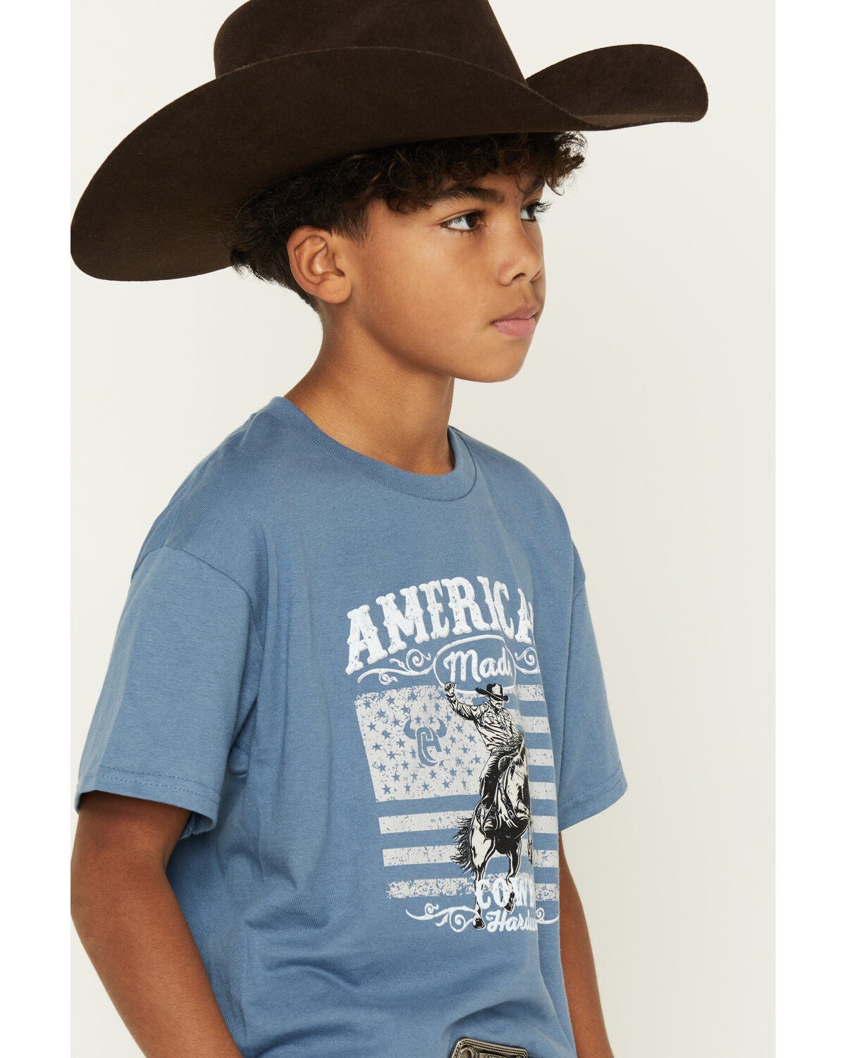Image #2 - Cowboy Hardware Boys' American Made Short Sleeve Graphic T-Shirt, Blue, hi-res